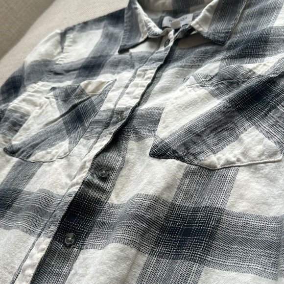 Hudson North, M, button up shirt black/white plaid - Picture 3 of 4